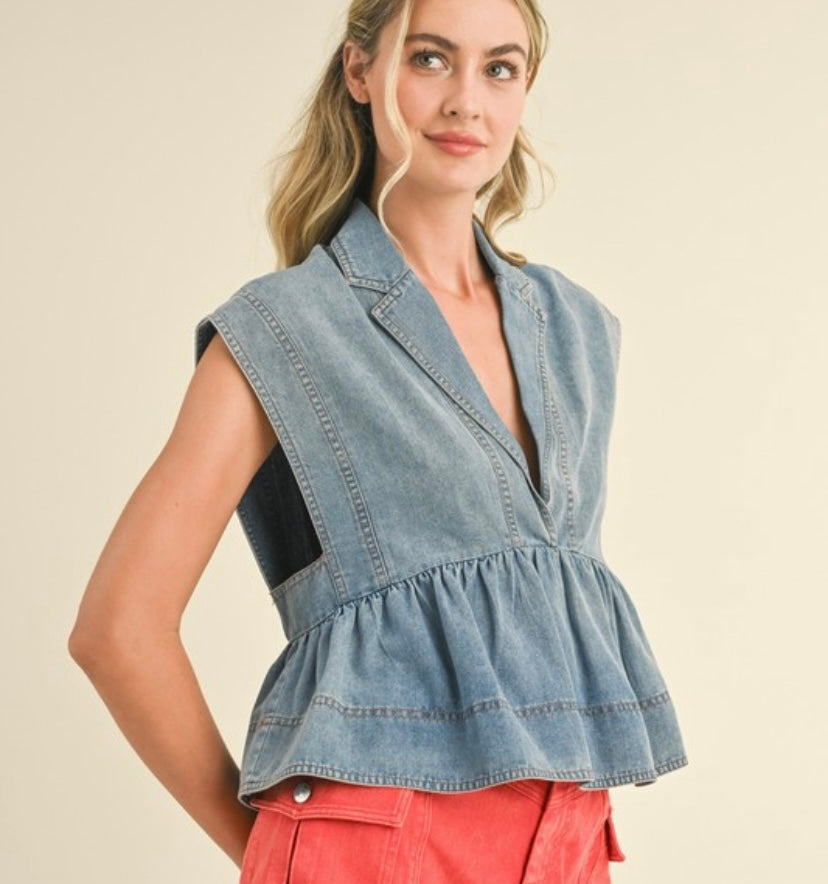 Marissa Denim Babydoll Top