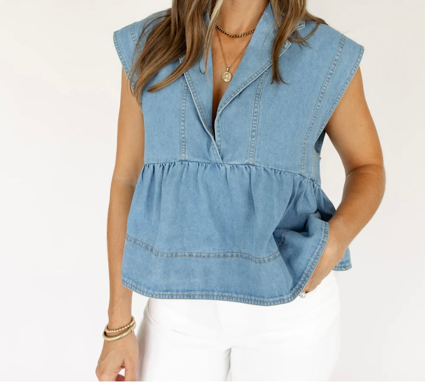 Marissa Denim Babydoll Top