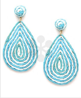 Two Tone Teardrop Raffia Earrings