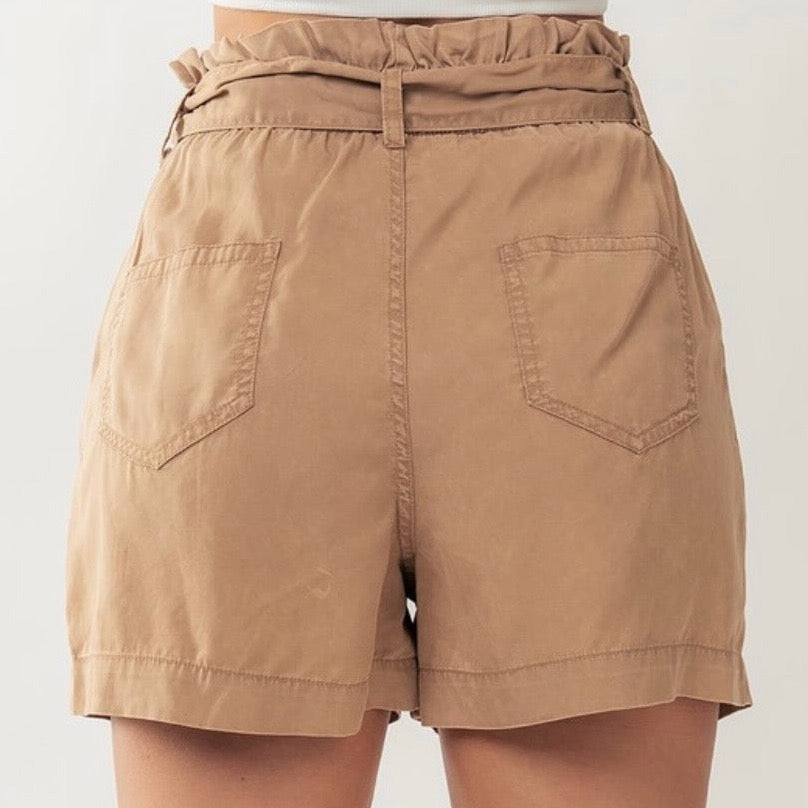 Bree High Waist Paperbag Belted Shorts